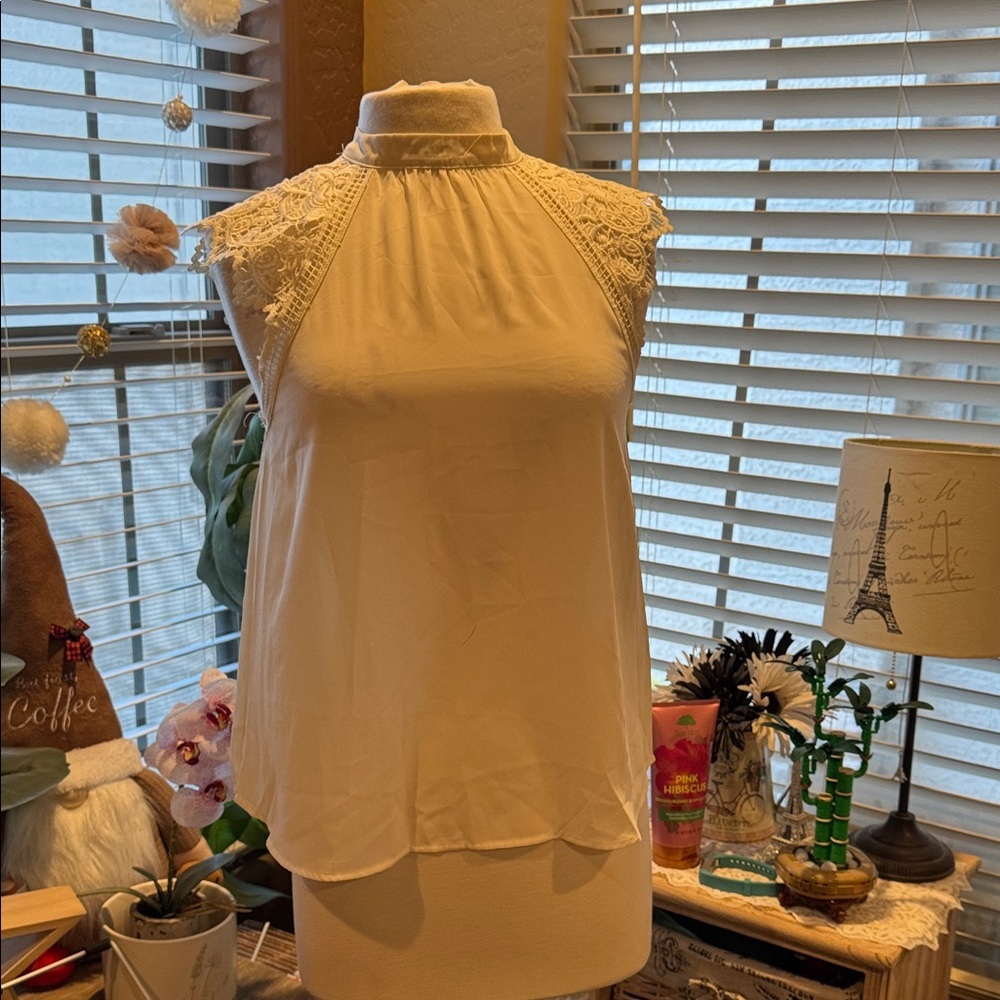 EandM Elegant Cream Lace Women's Top